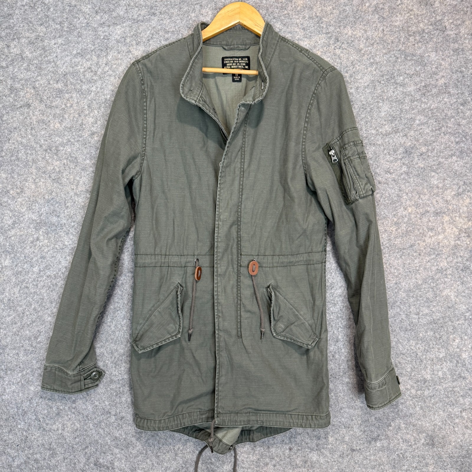 Alpha Industries Military Field Jacket Mens Xs Canvas Chore Coat Lined Olive Gre